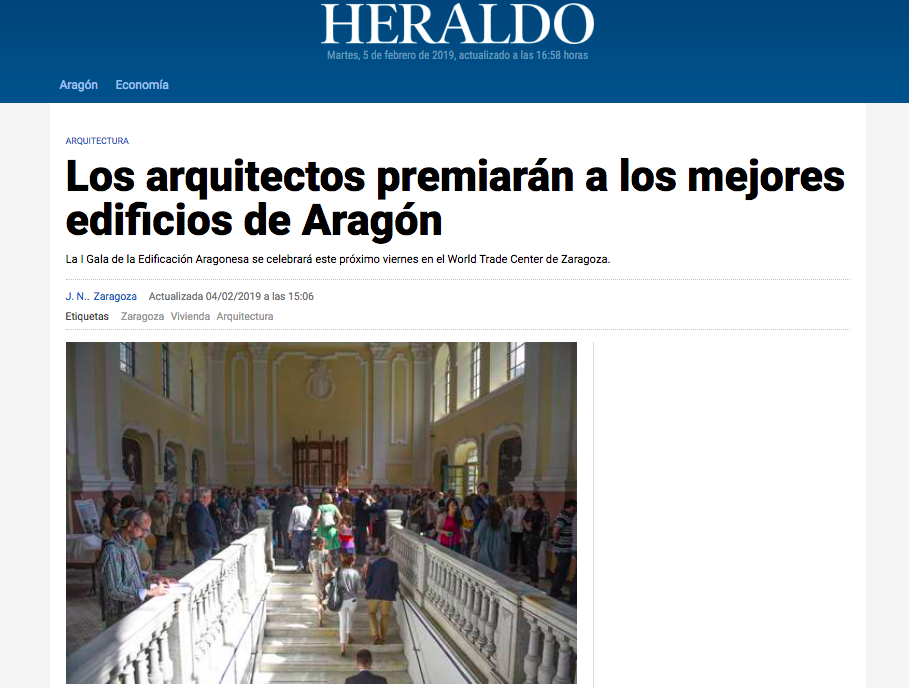 En este momento estás viendo Los arquitectos técnicos premiarán a los mejores edificios de Aragón