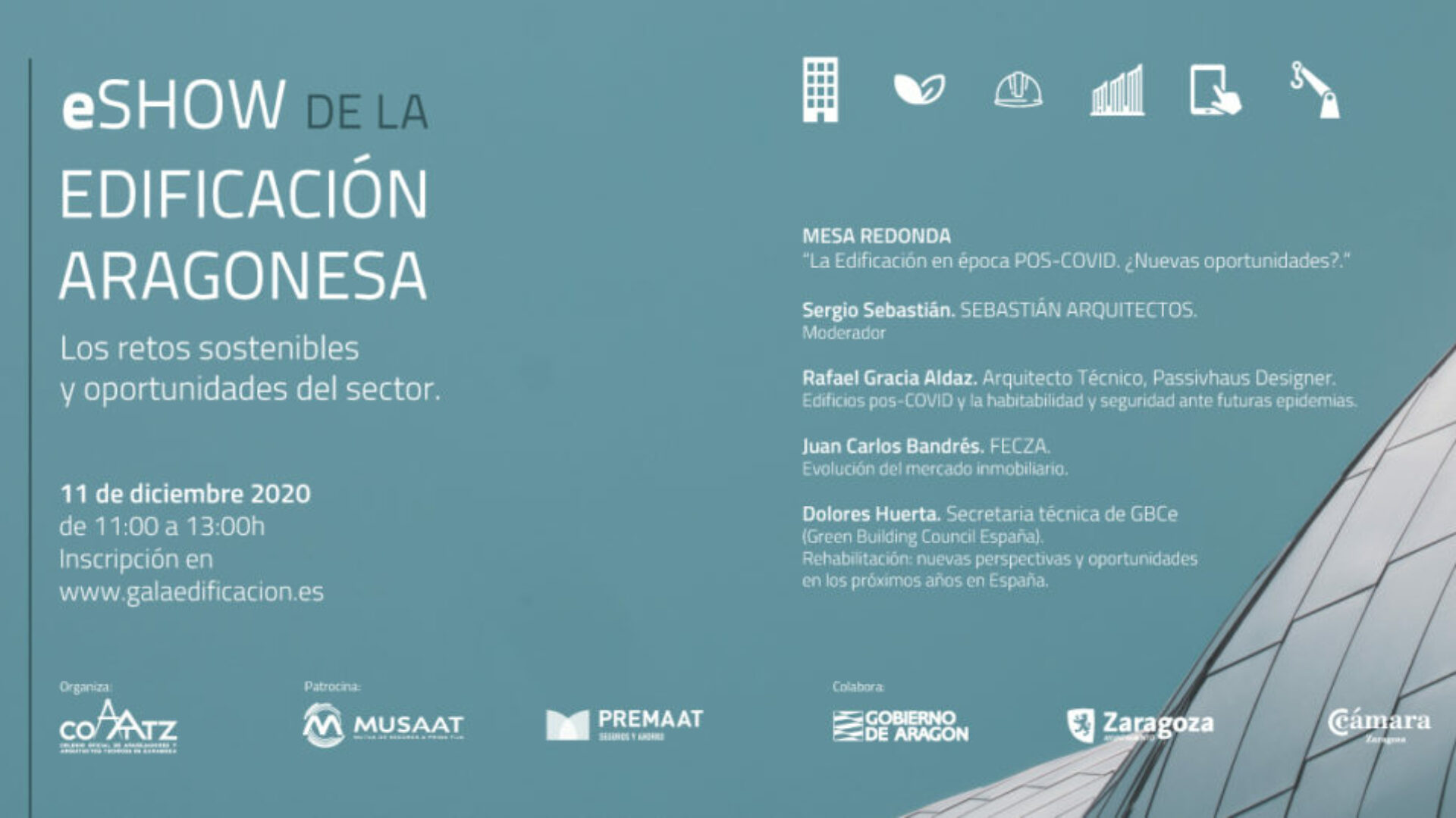 NdP: COAATZ y el sector de la edificación en Aragón organizan un eShow que analizará los retos sostenibles y oportunidades