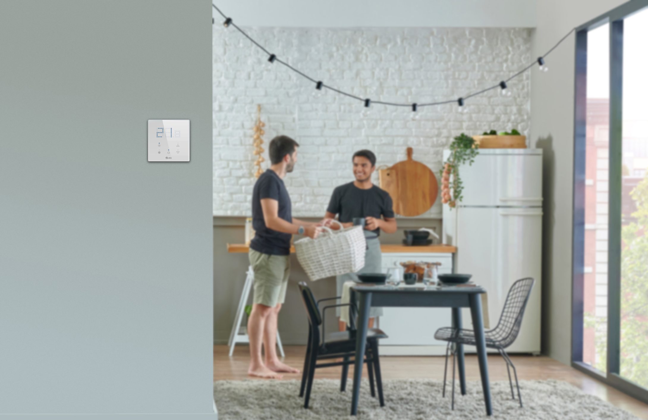 Two,Men,Living, Kitchen,Living,Room,And,Washing,Machine